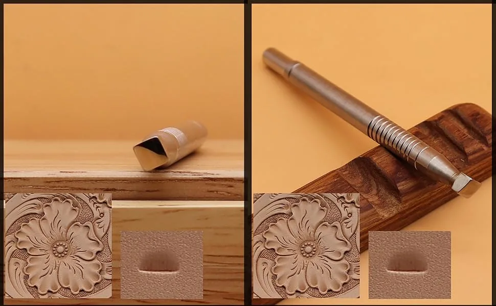 Leather Stamping Tool 304 Stainless Steel Professional Stamp Tools Leather Edge Punch Carving DIY LeatherCrafts (Full Set  4pcs (XS+S+M+L)) - RUIQIN Leathercraft Stamping Tools Pattern