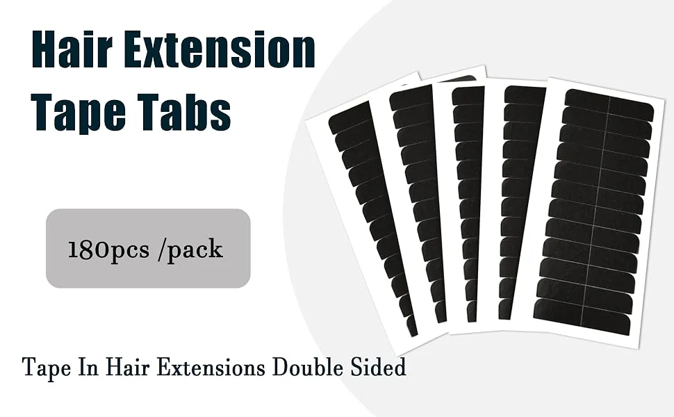 180 Pcs 4 x 0.8 cm Hair Extension  Tape Tabs Double Sided Replacement Tapes for Hair Extensions (Black) - product information 1