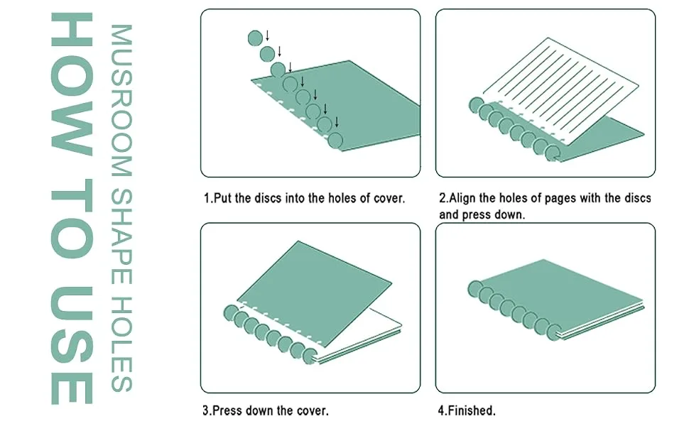 Enjoy Myself Mushroom Discbound Hole Punch  4 Holes Mushroom Paper Puncher for Disc Bound Planner (Lake Blue) - How to use