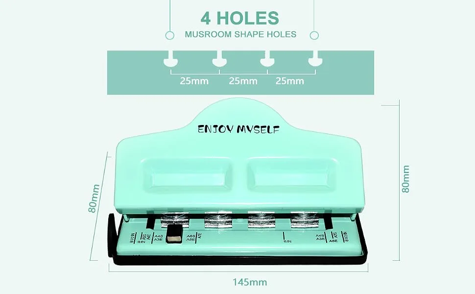 Enjoy Myself Mushroom Discbound Hole Punch  4 Holes Mushroom Paper Puncher for Disc Bound Planner (Lake Blue) - Size