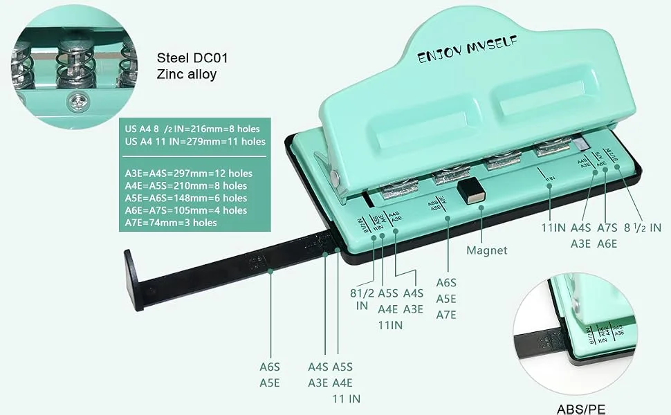 Enjoy Myself Mushroom Discbound Hole Punch  4 Holes Mushroom Paper Puncher for Disc Bound Planner (Lake Blue) - specification