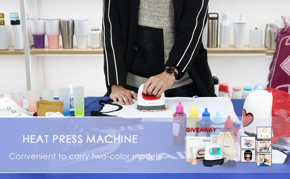 MAIKESUB Mini Heat Press Machine Easy to Use for T Shirts Shoes Hats Small HTV Iron on Vinyl Projects Portable Heating Transfer Iron Green (Green) - MAIKESUB Mini Heat Press Machine Easy to Use for T Shirts Shoes Hats Small HTV Iron