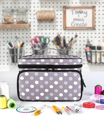 LUXJA Large Sewing Organizer with 3 Inner Sections (Fold up Easily)  Sewing Supply Organizer with Versatile Pockets (No Accessories Included)  Gray - product information 2