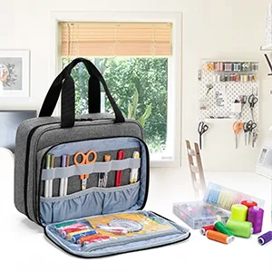 LUXJA Large Sewing Organizer with 3 Inner Sections (Fold up Easily)  Sewing Supply Organizer with Versatile Pockets (No Accessories Included)  Gray - sewing boxes