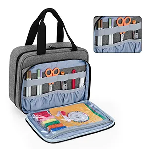 LUXJA Large Sewing Organizer with 3 Inner Sections (Fold up Easily)  Sewing Supply Organizer with Versatile Pockets (No Accessories Included)  Gray - sewing storage