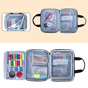 LUXJA Large Sewing Organizer with 3 Inner Sections (Fold up Easily)  Sewing Supply Organizer with Versatile Pockets (No Accessories Included)  Gray - sewing storage containers