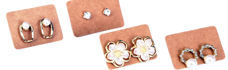 TIAMALL 300 PCS Earring Display Cards Kraft Paper Earrings Tags Ear Stud Earring Card (Brown) - Earring Card
