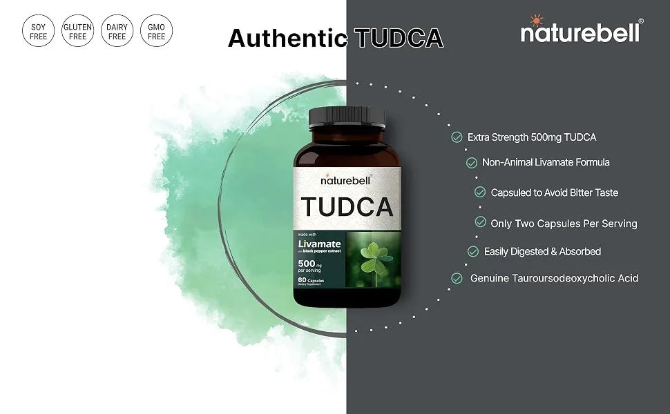 TUDCA 500mg with Black Pepper Extract  60 Capsules   High Absorption Livamate Formula  Natural Bitter Taste | Bile Salt Supplement | Third Party Tested - tudca