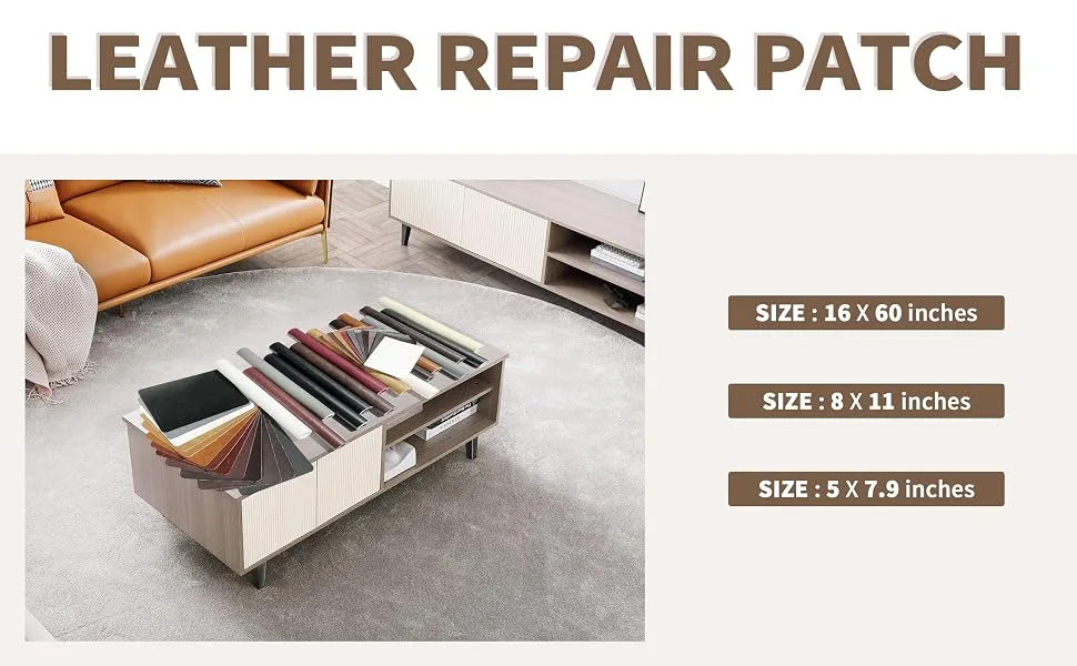 ONine Leather Rectangular Repair Patch Self-Adhesive Couch Patch Multicolor Available Scratch Leather 8X11 Inch Peel and Stick for Sofas  Car Seats Hand Bags Jackets(Black 2.0) - product information 2