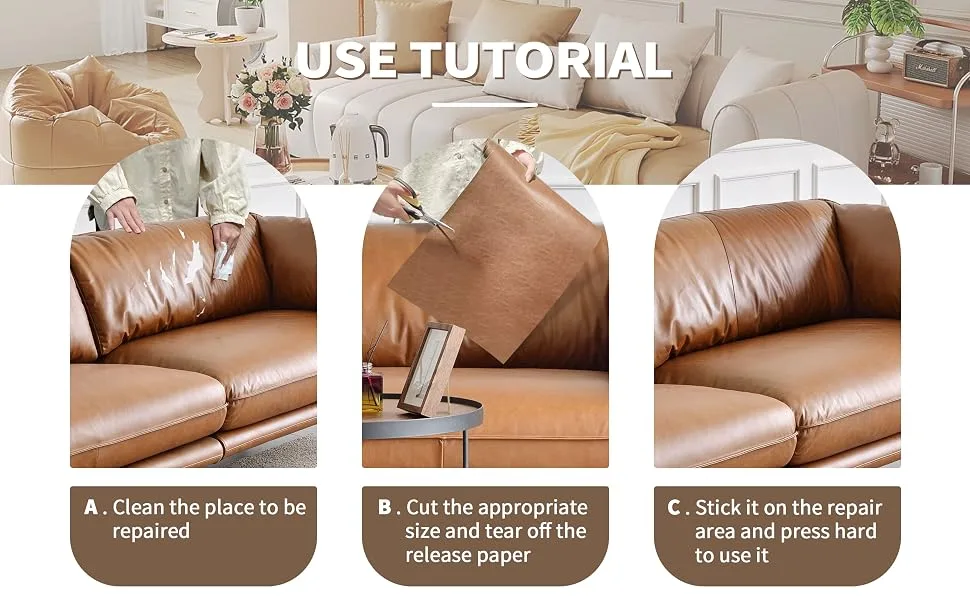 ONine Leather Rectangular Repair Patch Self-Adhesive Couch Patch Multicolor Available Scratch Leather 8X11 Inch Peel and Stick for Sofas  Car Seats Hand Bags Jackets(Black 2.0) - product information 7