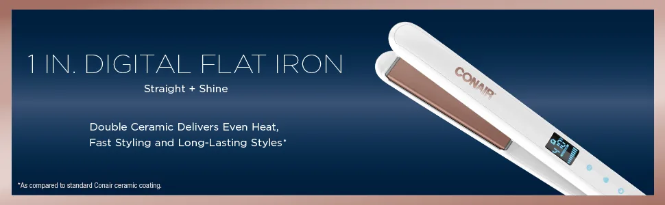 Conair Double Ceramic Flat Iron  1-inch Digital Flat Iron Double Ceramic 1-inch Digital - flat iron flat iron hair straighener chi flat iron remington flat iron babyliss flat iron