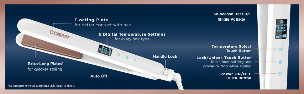 Conair Double Ceramic Flat Iron  1-inch Digital Flat Iron Double Ceramic 1-inch Digital - flat iron flat iron hair straighener chi flat iron remington flat iron babyliss flat iron