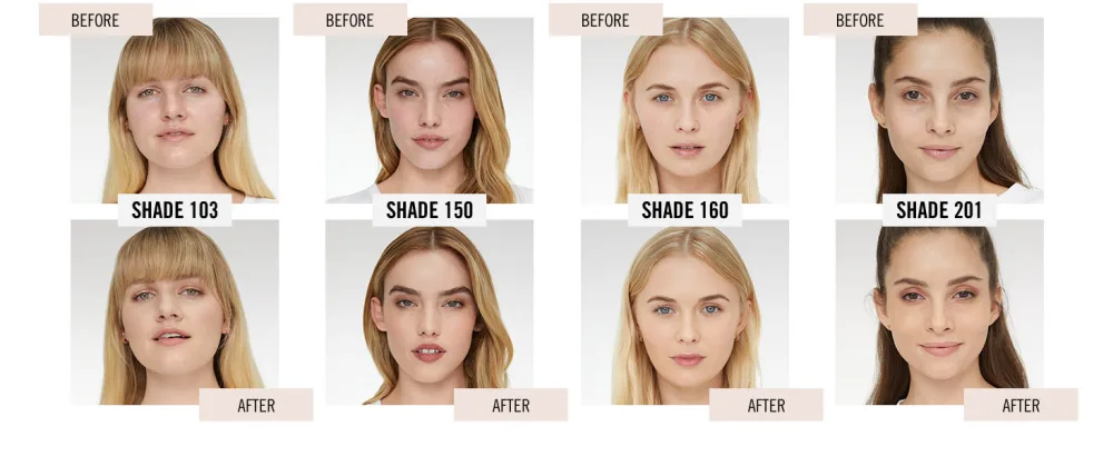 CoverGirl Lasting Finish 25Hr Full Coverage Foundation SPF 20-10 Rose Ivory Foundation Women 1 oz - Before and after Rimmel Lasting Finish 25HR Foundation has been applied