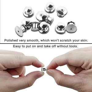 30 Pieces Metal Locking Pin Backs Locking Pin Keepers Locking Backs for Disney Pins Locking Clasp Lapel Pin Backs Locking No Tool Required Suitable for Broochs Badge Brooch (Silver) - Use details