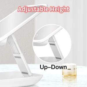 GonaFit Rechargeable Makeup Mirror with Lights - Foldable Travel Makeup Mirror - Touch Screen 3 Colors Dimmable LED Makeup Mirror - Portable Lighted Vanity Mirror - Cosmetic Mirror with Stand - makeup mirror with lights