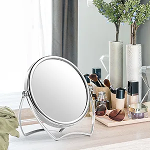 OMIRO Travel Vanity Mirror   5 Inch Double-Sided 1X/15X Magnification Swivel Makeup Mirror with 360  Pivot Stands  Chrome Finish - product information 25