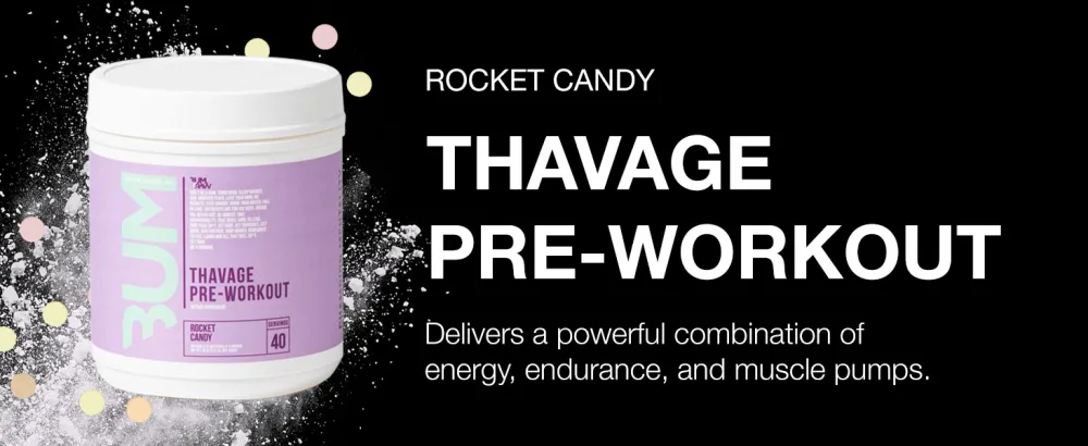 CBUM Series Thavage Pre-Workout Powder - Rocket Candy (1.1 Lbs. / 40 Servings) - Lemonade Old Sugar Natural Fruit School Vintage Muscle Prework Lit Beta Burn Pink Punch Raspberry