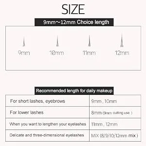 CORINGCO False Eyelashes Actress Eyelash Kit Self Adhesive Eyelashes Individual Eyelashes Partial False Eyelashes Eye Lashes Extension (0.10mm-9mm  10mm  11mm  12mm) (BK 12mm) - product information 6