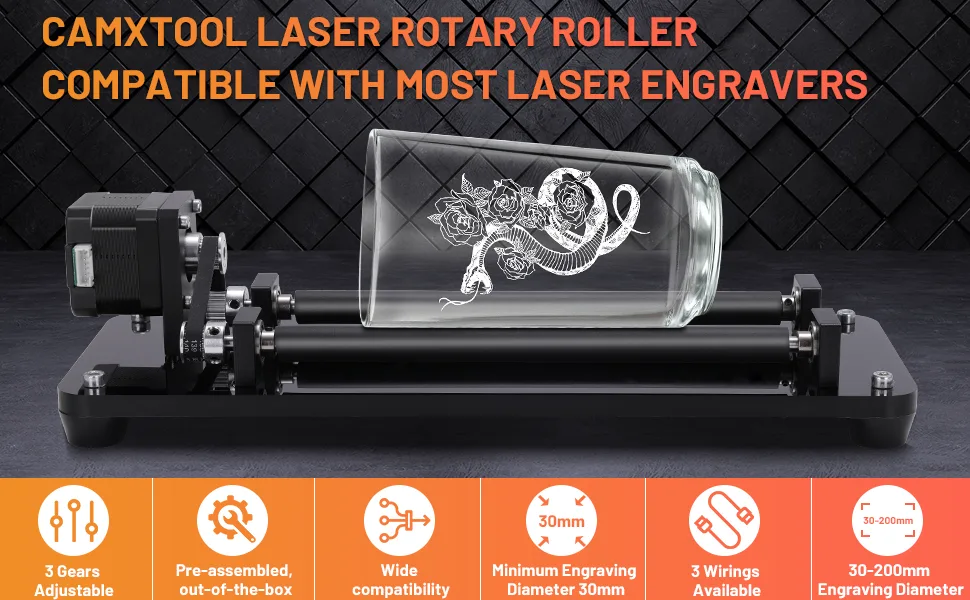 Laser Rotary Roller  Laser Engraver Y-axis Rotary Roller Engraving Module for Cylindrical Objects  Compatible with Most Kinds of CNC Laser Cutter and Engraver Machine  3D Printer Accessories Three Grades Adjustable Laser... - laser rotary roller laser roller laser engraver accessories laser engraving machine