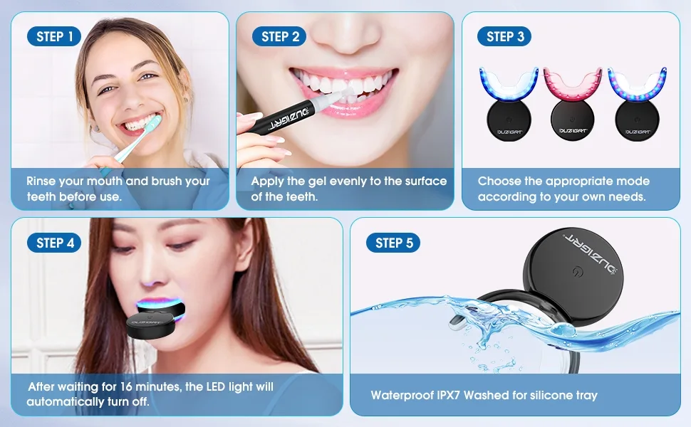 Teeth Whitening Kit White Tooth - DOUCEUR Teeth Whitener Professional with 32X LED Bleaching Light 3Pcs Non Sensitive Teeth Whitening Gel Pens - for Smile White Teeth Quickly and Gently Black - product information 5