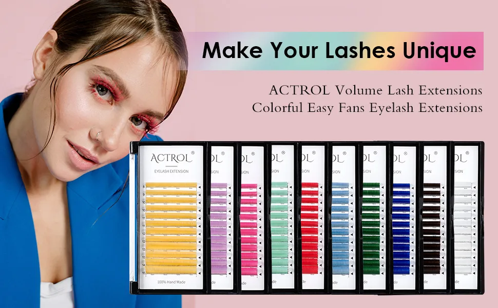 Colored Eyelash Extensions Easy Fan 8-15mm Mixed Purple D Curl Easy Fanning 0.07mm Self Premade Volume Lash Purple0.07D8-15 - colored eyelash extensions