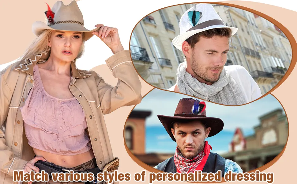 20 Pcs Hat Feathers  Assorted Feathers for Fedora Hats Colorful Real Feathers Accessories for Men Women (Classic Style) - product information 3