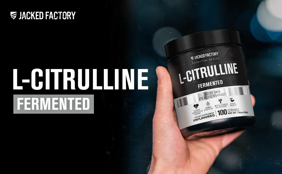 Jacked Factory L-Citrulline Fermented Powder Supplement  2000 mg Per Serving - Supports Nitric Oxide Levels & Athletic Performance - 100 Servings  Unflavored - header