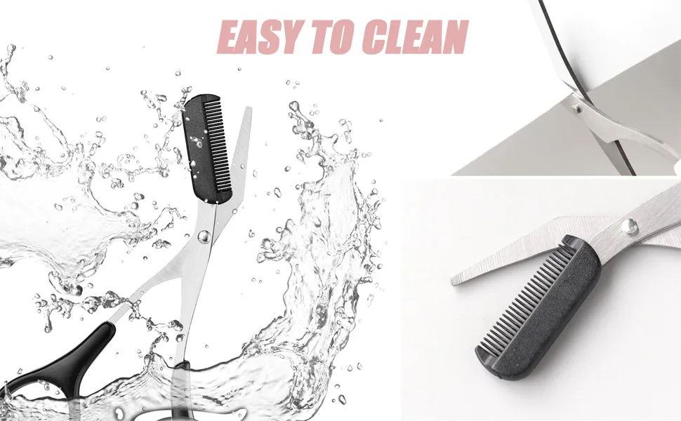 QUUPY Precision Trimmer Eyebrow Shear Scissors Beauty Eyebrow Scissors Stainless Steel Trimming Scissors Tool with Comb and Non Slip Finger Grips Black - product information 4