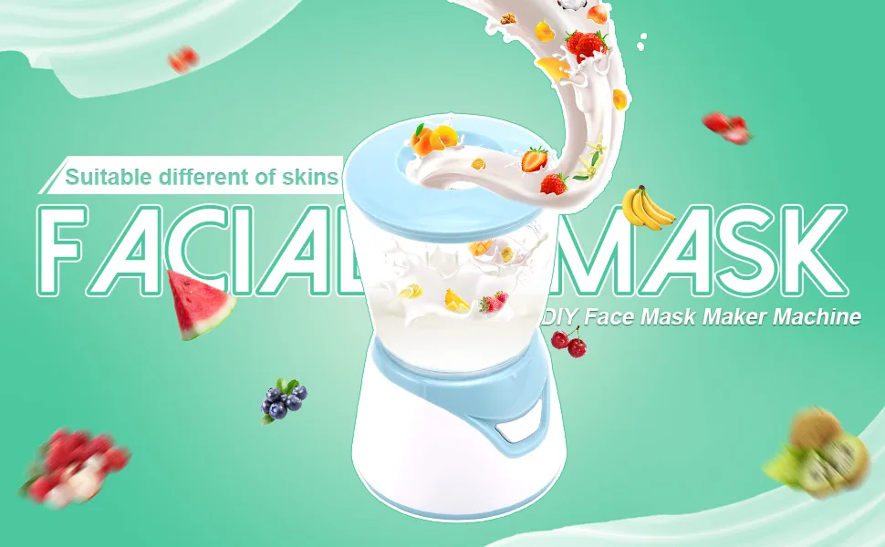 Facial Mask Maker Machine  Professional DIY Face Mask Masker Machine Automatical Vegetable Fruit Mask Making Machine with 32 Tablet Collagen for SPA Skin Care Blue - face mask maker-11