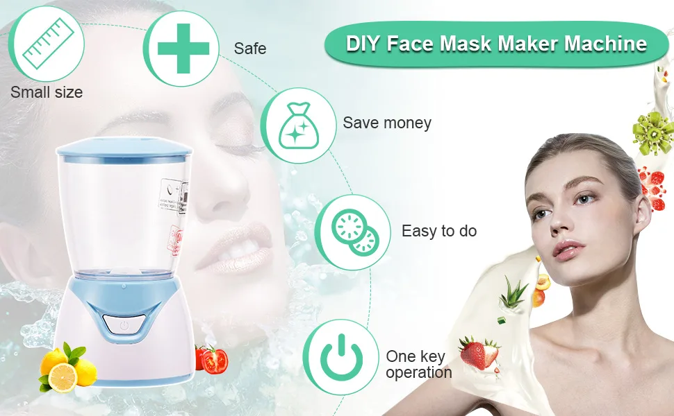 Facial Mask Maker Machine  Professional DIY Face Mask Masker Machine Automatical Vegetable Fruit Mask Making Machine with 32 Tablet Collagen for SPA Skin Care Blue - MASK MAKER-22