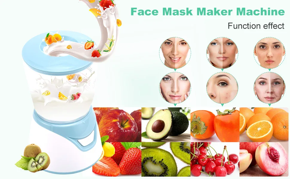 Facial Mask Maker Machine  Professional DIY Face Mask Masker Machine Automatical Vegetable Fruit Mask Making Machine with 32 Tablet Collagen for SPA Skin Care Blue - mask maker-3