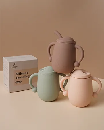 Cuddle Campus 100% Silicone Baby Training Cup  Shatterproof Toddler Sippy Cups with Straw  Open Cup for Baby  6+ Months 4 Oz Sage - product information 4
