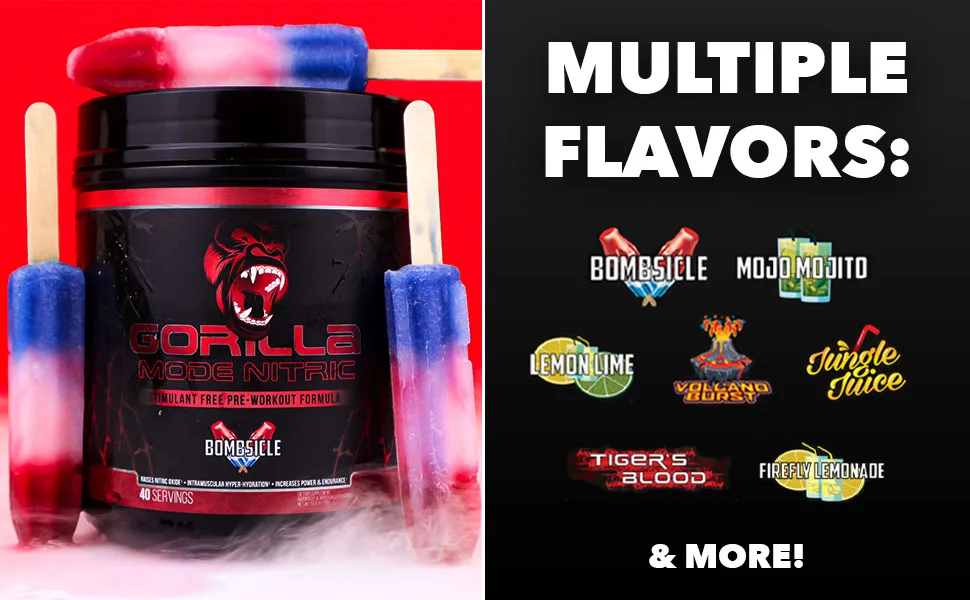 Gorilla Mode Nitric Stimulant Free Pre-Workout   Best Tasting and Most Effective Stimulant Free Pre-Workout/Massive Pumps   Vasodilation   Power / 698 Grams (Lemon Lime) - Gorilla Mind