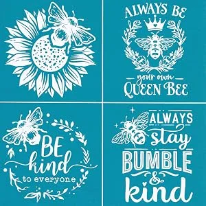 Alinacutle Silkscreen Stencil Reusable Self-Adhesive Silk Screen Printing  BEE Kind Sentiments for Home Decor/Printing on Wood/Fabric/Wall/Cup/Plate/Glass/Paper 8 x 8  (Bee Pattern) - product information 9