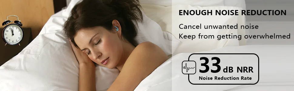 Reusable Ear Plugs for Noise Reduction 2 Pairs 33dB NRR Soft Silicone Earplugs Sound Blocking Sleeping Noise Cancelling for Work  Travel  Shooting Range  Motorcycle  Sleep Snoring Blue SAMWUNICE - The 33dB NRR ear plugs can cancel unwanted noise and keep from getting overwhelmed