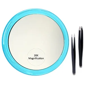 MIYADIVA 20x Magnifying Mirror with Suction Cup  Small Magnified Mirror for Precision Makeup  5 Dia  Black Black-5in - close up mirror