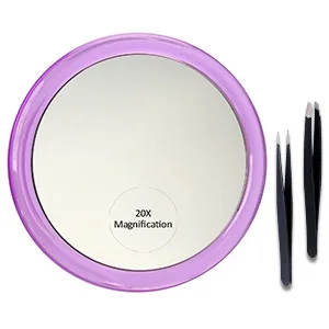 MIYADIVA 20x Magnifying Mirror with Suction Cup  Small Magnified Mirror for Precision Makeup  5 Dia  Black Black-5in - magnified mirror