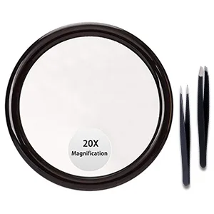 MIYADIVA 20x Magnifying Mirror with Suction Cup  Small Magnified Mirror for Precision Makeup  5 Dia  Black Black-5in - magnified mirror suction cup