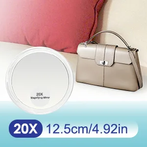 MIYADIVA 20x Magnifying Mirror with Suction Cup  Small Magnified Mirror for Precision Makeup  5 Dia  Black Black-5in - Portable & Adjustable