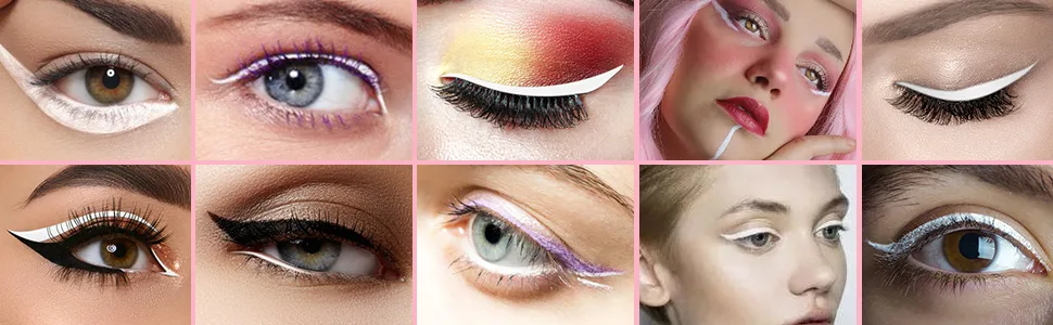 Docolor Waterproof Eyeliner Pen Longwearing with Ultra-Fine Tip Liquid Eye Liner (White) - eyeliner