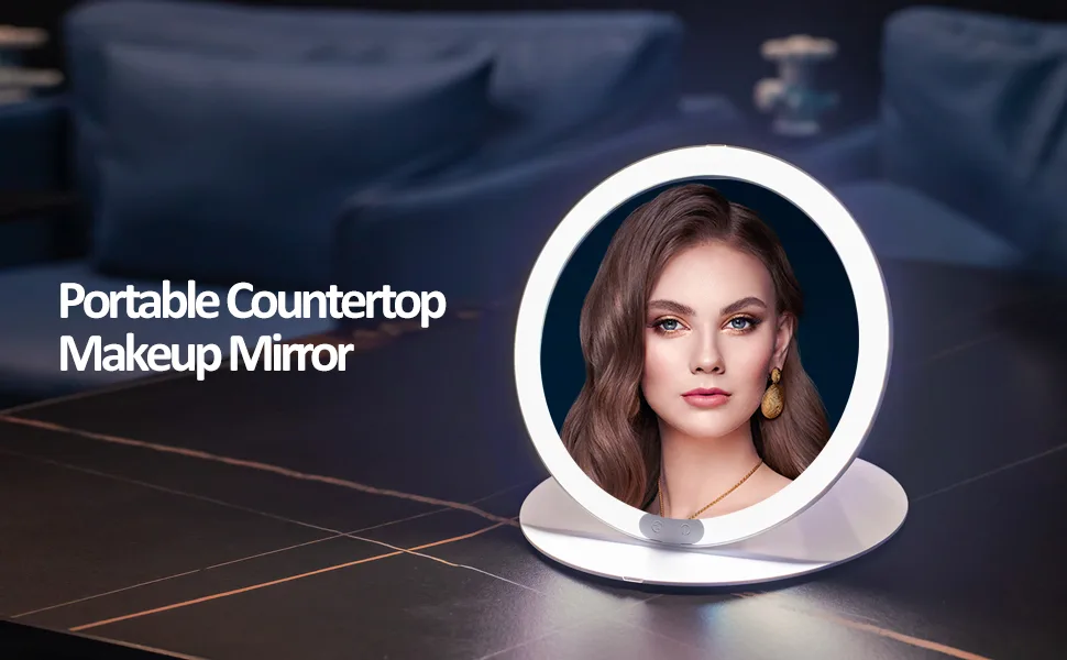 SHEGINEL Lighted Makeup Mirror Folding Travel Mirror with Light USB Rechargeable Travel Makeup Mirror  Angle&Height Adjustability  Portable Vanity Mirror with 80 LED  2000 mAh (7.87 Inch) - Makeup Vanity Mirror Rechargeable Lighted Mirror with 4 Color Lighting Modes