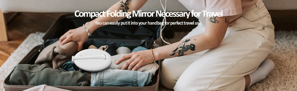 SHEGINEL Lighted Makeup Mirror Folding Travel Mirror with Light USB Rechargeable Travel Makeup Mirror  Angle&Height Adjustability  Portable Vanity Mirror with 80 LED  2000 mAh (7.87 Inch) - Makeup Vanity Mirror Rechargeable Lighted Mirror with 4 Color Lighting Modes