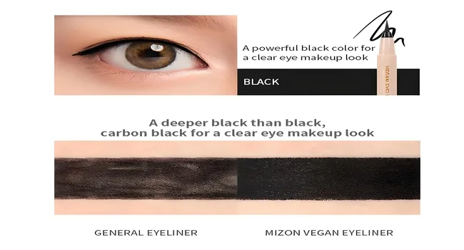 MIZON Liquid Vegan Eyeliner  Black  long-lasting  waterproof  smudge proof  sharp tip  quick dry  easy cleansing (0.02 Fl Oz) - color chart