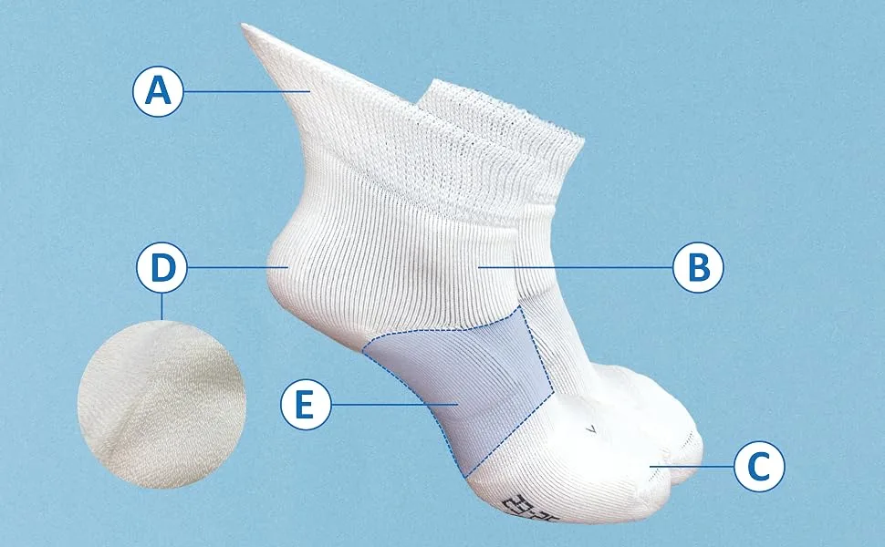 M Magic Sport Non-Binding Diabetic Ankle Socks for Men Women  Wide Cuff  Seamless Toe  Cushioned Large White - M Magic Sport_Diabetic Socks_Non-Binding Diabetic Ankle Socks_JG-983984_Sole Cushion_2
