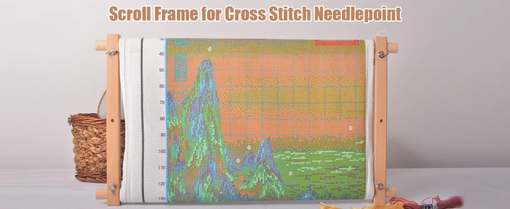 Cross Stitch Scroll Frame  Beech Wood Needlepoint Frame Holder  Embroidery Tapestry Quilting Frame  Stitching Holder Needlewok Stretcher Bars for Large Projects (11.2''   18.1'') - needlepoint frame