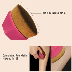Foundation Makeup Brush Liquid Powder and Cream Foundation Brush Kabuki Flawless Flat Top Blending Makeup Brush(Rose red) - 028-A+