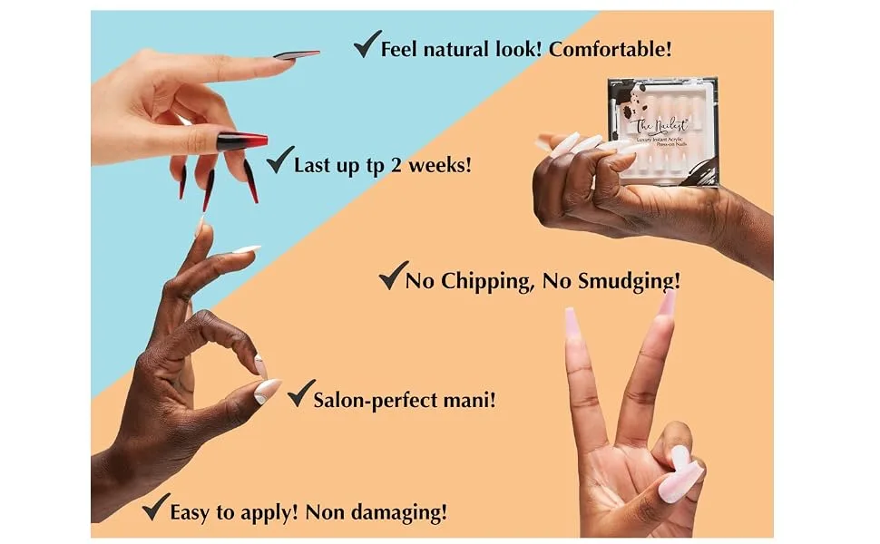 The Nailest - Instant Luxury Acrylic Press-on Nails-C-curve Long Coffin- Polychromatic - product information 22
