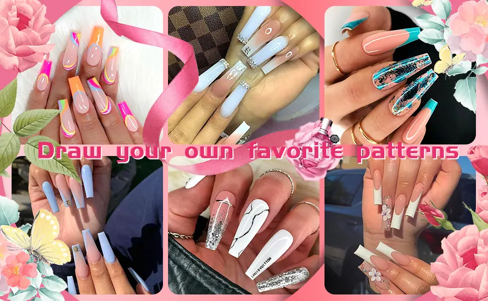 MOIBASE 6 10 Pcs Clear Crown Fan-shaped False Nail Swatch Sticks Nail Polish Practice Display Art Tips Nail Sample Sticks With Metal Split Ring SW-A009 - favorite patterns