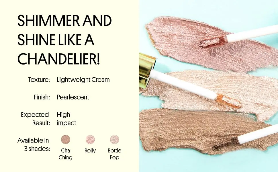 Winky Lux Chandelier Shimmer Shadow  Glitter Eyeshadow  Cream Eyeshadow  Liquid Eyeshadow  Gold  Bottle Pop Bottle Pop Gold - cha ching rolly bottle pop pearlescent lightweight cream