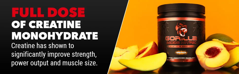 Gorilla Mode Nitric Stimulant Free Pre-Workout   Best Tasting and Most Effective Stimulant Free Pre-Workout/Massive Pumps   Vasodilation   Power / 720 Grams (Volcano Burst) - Gorilla Mind
